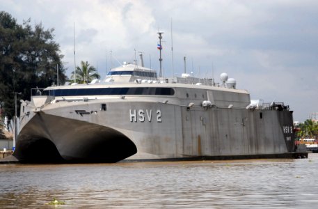 US Navy 100914-N-4971L-228 High Speed Vessel Swift (HSV 2) is moored in Santo Domingo, Dominican Republic