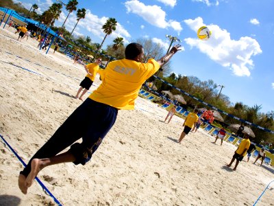 US Navy 100313-N-3271W-153 Sailors compete in a volleyball tournament at Adventure Island waterpark