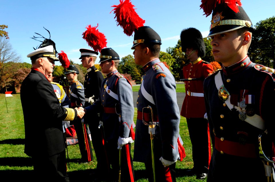 US Navy 081019-N-8273J-340 Chief of Naval Operations (CNO) Adm. Gary Roughead greets cadets from Valley Forge Military Academy and College