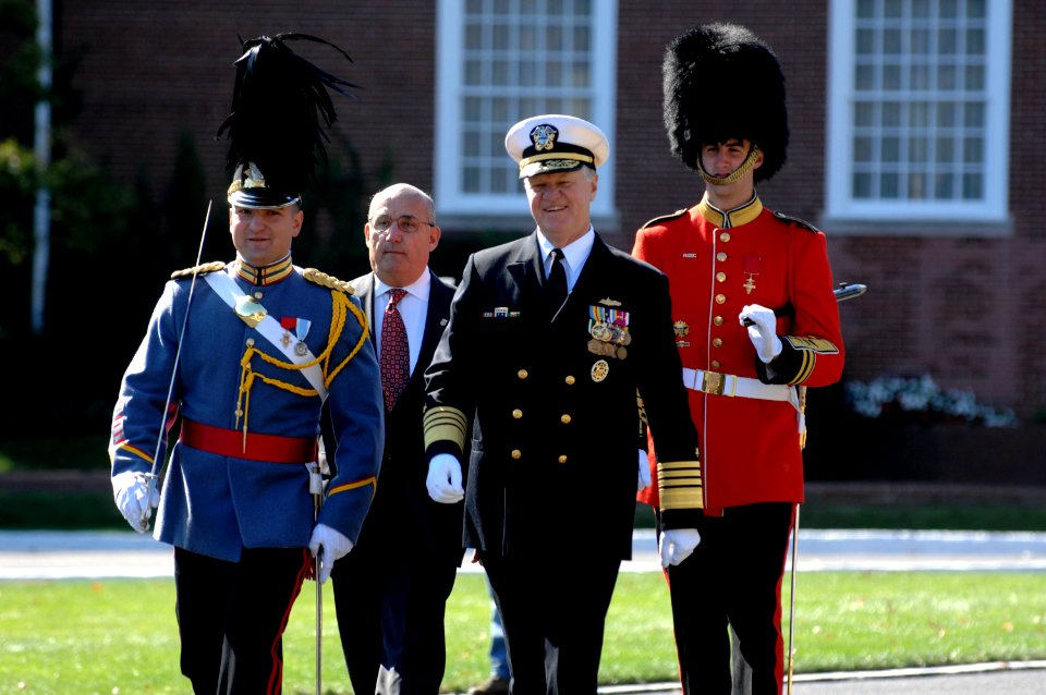 US Navy 081019-N-8273J-192 Chief of Naval Operations (CNO) Adm. Gary Roughead is the reviewing officer during the Corps of Cadets pass and review ceremony at Valley Forge Military Academy and College