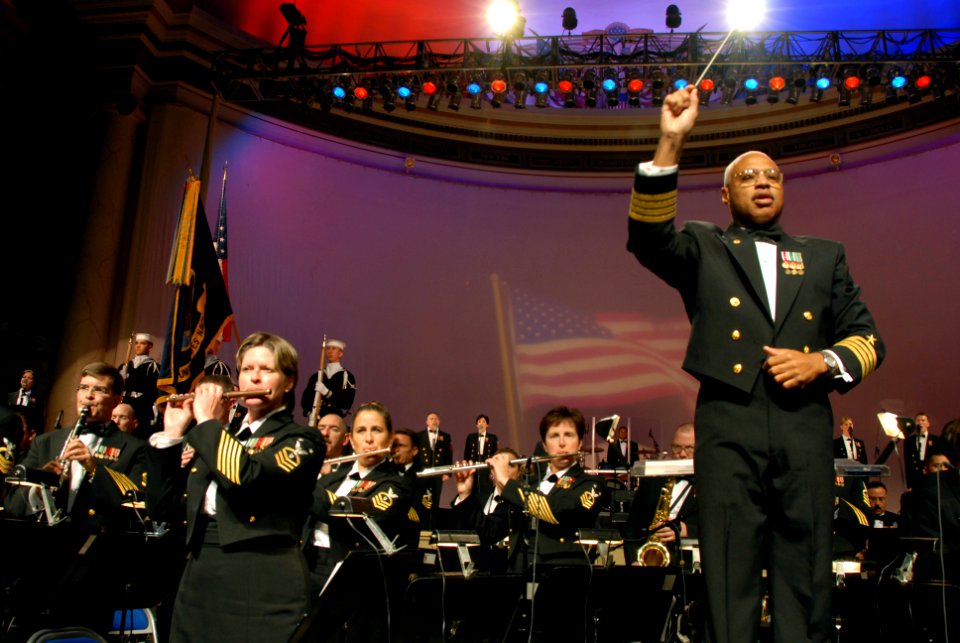 US Navy 081018-N-0773H-020 Capt. George N. Thompson conducts the Navy Band