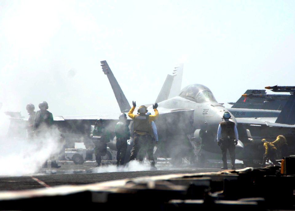 US Navy 081018-N-6676S-059 An F-A-18F Super Hornet strike fighter assigned to the