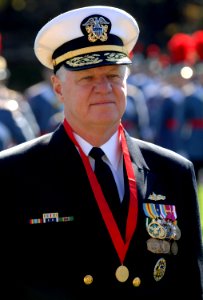 US Navy 081019-N-8273J-230 Chief of Naval Operations (CNO) Adm. Gary Roughead delivers remarks after receiving the Bob Hope Five Star Award for Distinguished Service to America from Valley Forge Military Academy and College