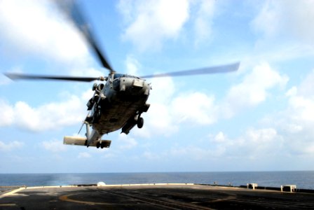 US Navy 081020-N-1635S-011 An SH-60F Seahawk helicopter assigned to the