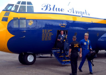 US Navy 081023-N-0486G-002 he Blue Angels Maintenance Support Crew debarks Fat Albert