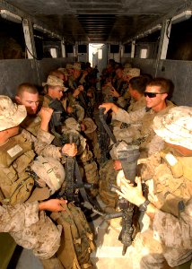 US Navy 081028-N-4856C-172 Marines await orders in a landing craft air cushion