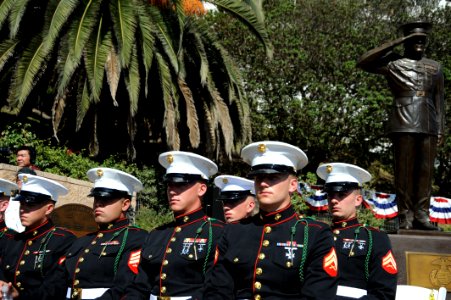 US Navy 081025-N-2959L-124 Marines attend the rededication of the Marine Monument at Park Semper Fi honoring Medal of Honor recipients