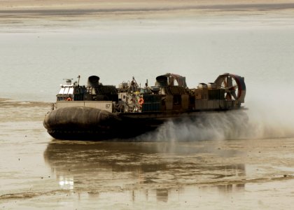 US Navy 081028-N-4236E-070 A landing craft air cushion conducts amphibious operations during a bilateral training exercise