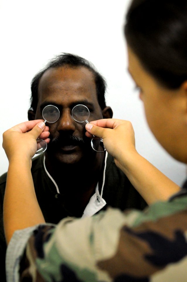US Navy 081027-N-5642P-127 Lt. Megan Rieman gives a Trinidadian man a general eye exam