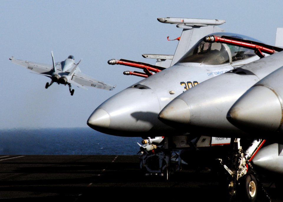US Navy 081103-N-9900B-002 An F-A-18 Super Hornet assigned to the