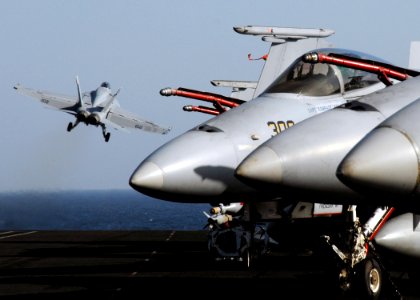 US Navy 081103-N-9900B-002 An F-A-18 Super Hornet assigned to the