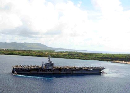 US Navy 081104-N-9565D-058 The Nimitz-class aircraft carrier USS George Washington (CVN 73) heads to sea for training operations in the Pacific ocean
