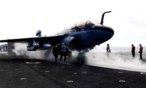 US Navy 090225-N-9760Z-014 Sailors conduct the final check on a EA-6B Prowler assigned to the