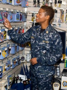 US Navy 081107-N-9999X-003 A Chief Petty Officer wears the Navy working uniform (NWU) while shopping at the Naval Air Station Oceana Navy Exchange