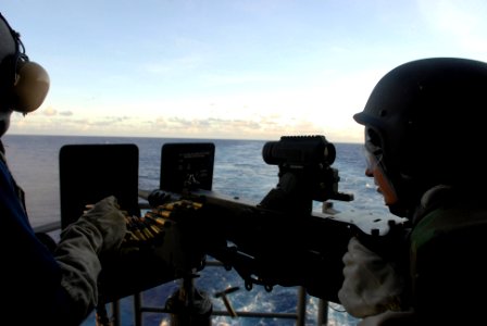 US Navy 081111-N-3610L-021 viation Ordnanceman Airman Ashley Ordorica fires at a target during a live-fire exercise