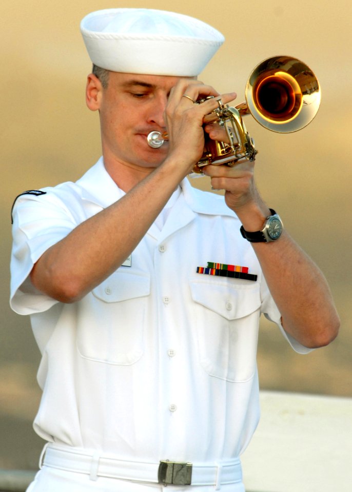 US Navy 081111-N-5476H-092 Musician 3rd Class Ivan Boshkovich plays