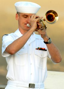US Navy 081111-N-5476H-092 Musician 3rd Class Ivan Boshkovich plays