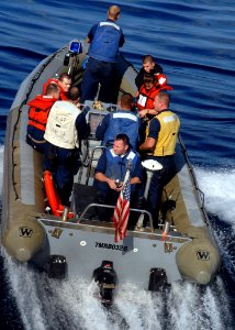 US Navy 081108-N-9900B-002 Sailors from the guided-missile cruiser USS Monterey (CG 61) participate in boat officer training