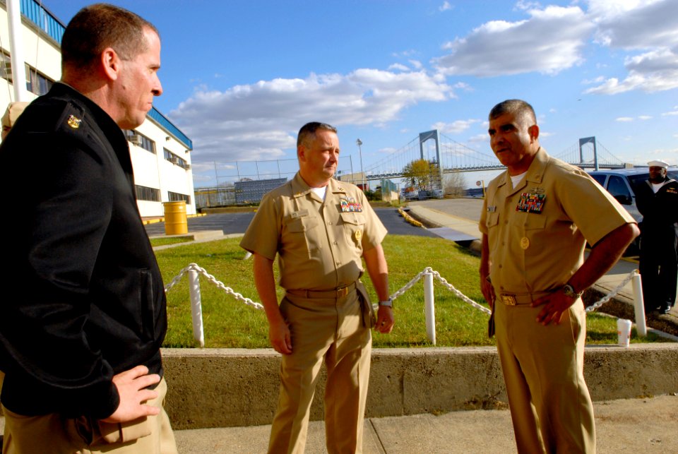 US Navy 081110-N-9818V-227 Master Chief Petty Officer of the Navy (MCPON) Joe R. Campa Jr. speaks with Sailors after an all hands call at the Navy Operational Support Center (NOSC)