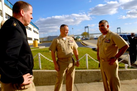 US Navy 081110-N-9818V-227 Master Chief Petty Officer of the Navy (MCPON) Joe R. Campa Jr. speaks with Sailors after an all hands call at the Navy Operational Support Center (NOSC)