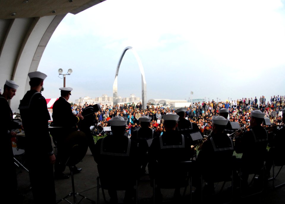 US Navy 081115-N-2013O-001 Musicians assigned to the U.S. 7th Fleet Band wait to perform for the Yokosuka community during the 10th annual Yokosuka Curry Festival at Mikasa Park