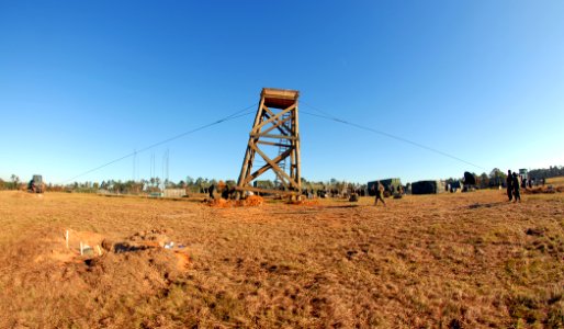 US Navy 081117-N-7367K-006 Equipment operators tweak the position of the timber tower