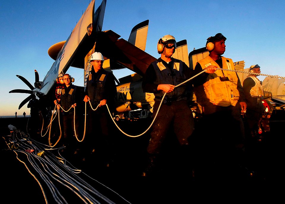 US Navy 081116-N-6538W-118 Sailors man the phone and distance line