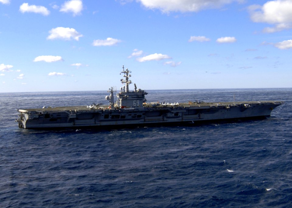 US Navy 081119-N-9988F-001 The Nimitz-class aircraft carrier USS Dwight D. Eisenhower (CVN 69) operates in the Atlantic Ocean. Dwight D. Eisenhower is conducting carrier qualifications in the Atlantic Ocean