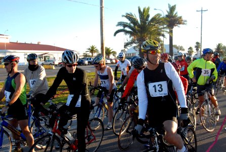 US Navy 081122-N-3289C-068 Racers await the start of Naval Station Rota's Morale Welfare and Recreation duathlon