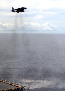 US Navy 100917-N-5538K-069 Harrier jet lands aboard USS Essex