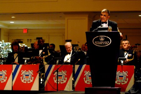US Navy 081205-N-9818V-102 Master Chief Petty Officer of the Navy (MCPON) Joe R. Campa Jr. delivers his keynote address at the 2008 U.S. Coast Guard Holiday Ball at the Renaissance Hotel