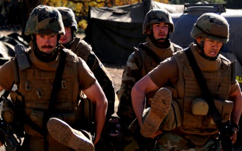 US Navy 081210-N-9584N-069 Seabees carry an injured shipmate at a mass casualty drill