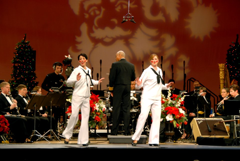 US Navy 081220-N-0773H-067 Musician 1st Class Amanda Polychronis and Musician 1st Class Jennifer Stothoff perform as toy soldiers for Navy Band performance of