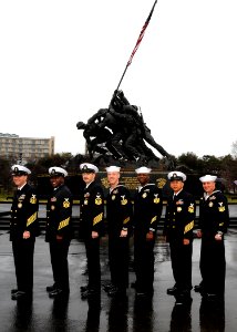 US Navy 090107-N-7948R-001 Some of the selected 2008 Recruiters of the Year, pose in front of the Iwo Jima Memorial in Washington