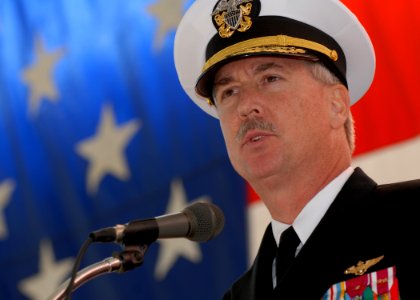 US Navy 090109-N-1522S-007 Rear Adm. Townsend G. Alexander speaks during a change of command ceremony photo