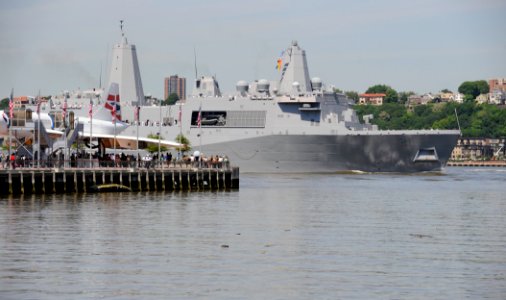 US Navy 110525-N-PO203-039 USS New York (LPD 21) passes Pier 86 during Fleet Week 2011 parade of ships