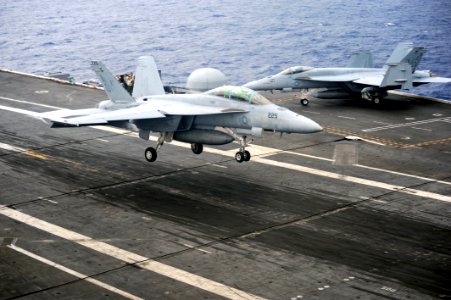 US Navy 110714-N-AU622-025 An F-A-18F Super Hornet assigned to the Gladiators of Strike Fighter Squadron (VFA) 106