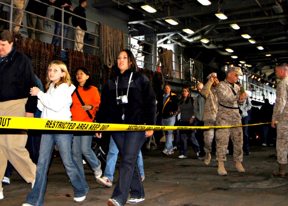 US Navy 090119-N-3392P-034 Evacuees embark USS Carter Hall (LSD 50) during a non-combatant evacuation operation exercise
