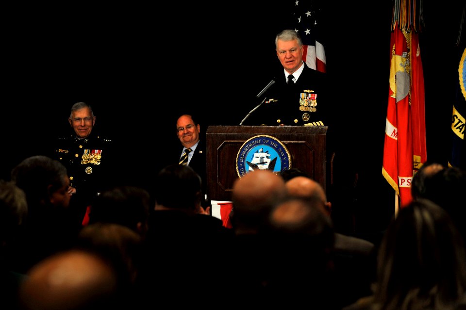US Navy 090123-N-8273J-042 Chief of Naval Operations (CNO) Adm. Gary Roughead delivers remarks during a farewell ceremony for Secretary of the Navy (SECNAV) The Honorable Dr. Donald C. Winter