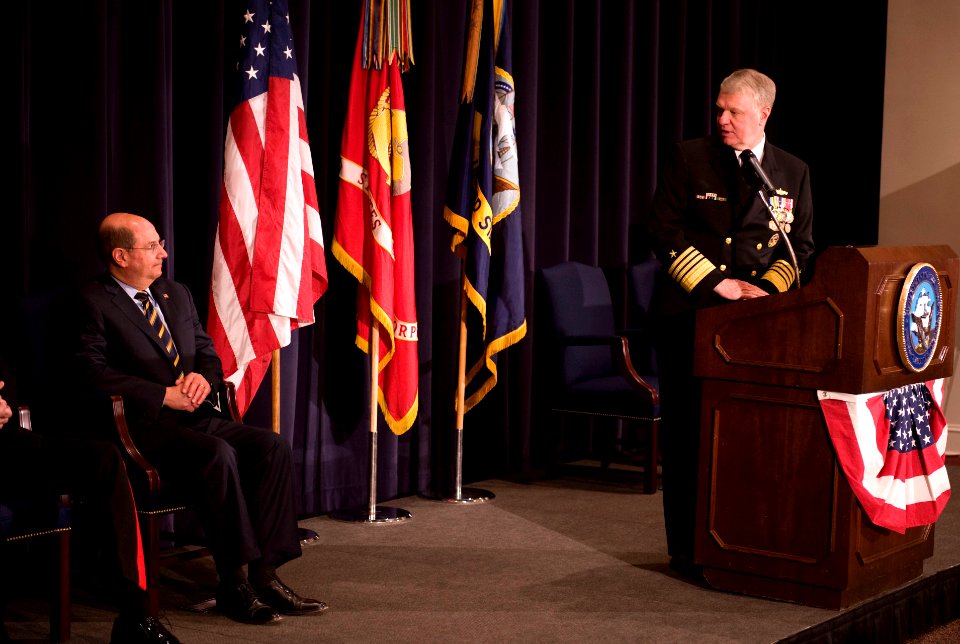 US Navy 090123-N-7090S-089 Chief of Naval Operations Adm. Gary Roughead speaks at the farewell ceremony for Secretary of the Navy the Honorable Dr. Donald C. Winter