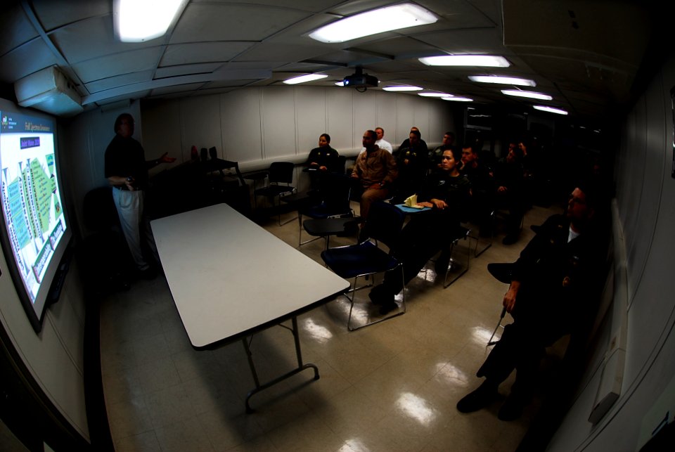 US Navy 090122-N-6538W-144 Retired Rear Adm. Steven Loeffler teaches a class on joint military operations with foreign militariesto Sailors and Marines,