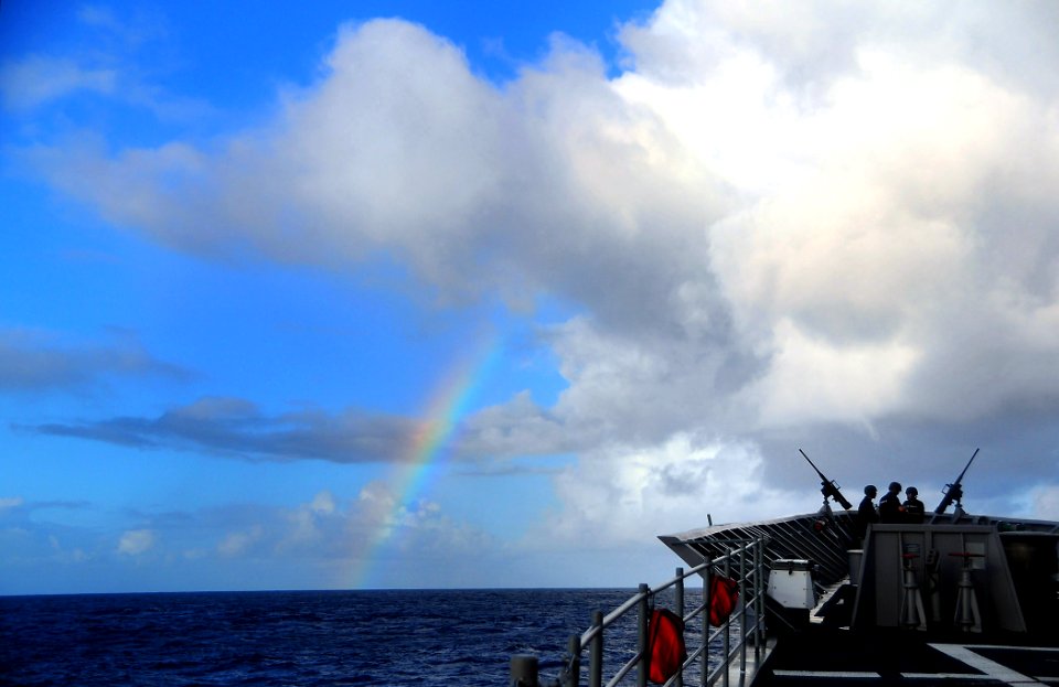 US Navy 090129-N-4774B-011 Sailors man the ship's .50-caliber machine guns before a live-fire exercise