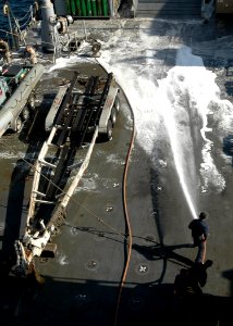 US Navy 090130-N-9134V-145 ailors conduct an agricultural wash-down aboard USS Carter Hall (LSD 50)