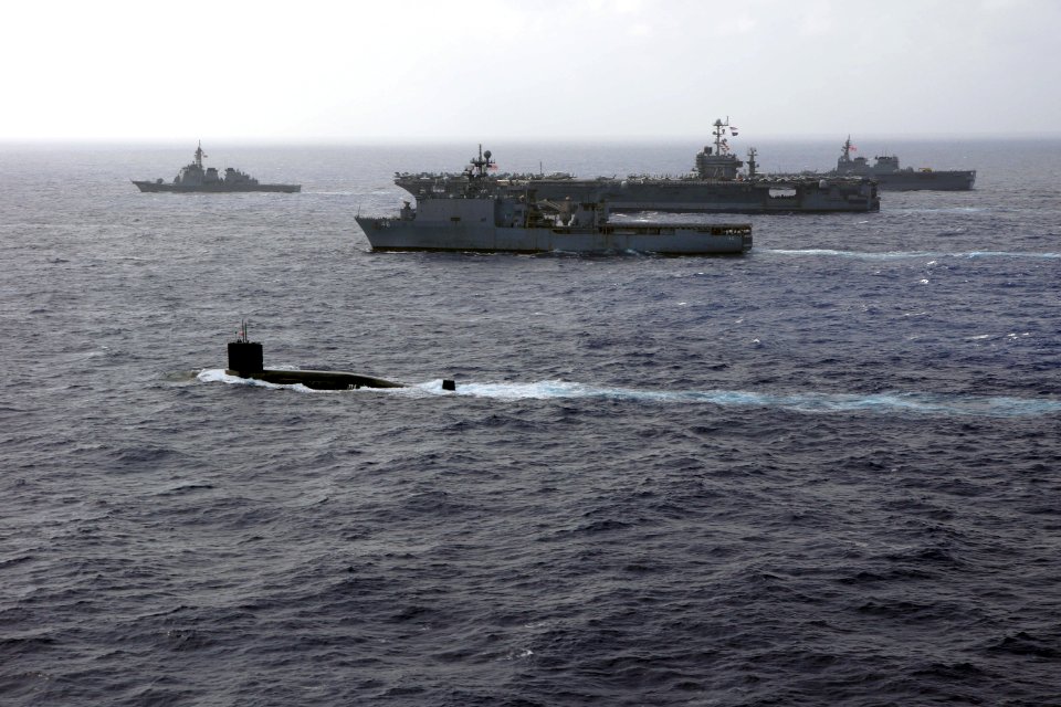 US Navy 111104-N-ZZ999-826 U.S. Navy and Japan Maritime Self-Defense Force ships are underway in formation during Annual Exercise (ANNUALEX ) 2011