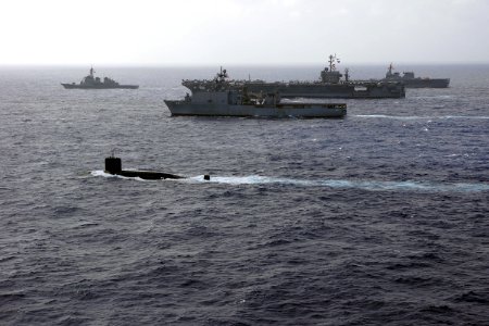 US Navy 111104-N-ZZ999-826 U.S. Navy and Japan Maritime Self-Defense Force ships are underway in formation during Annual Exercise (ANNUALEX ) 2011