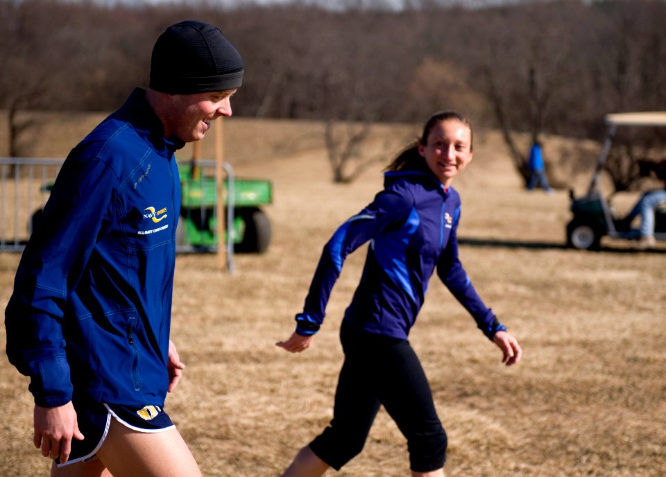 US Navy 090206-N-7090S-236 Members of the all-Navy cross country team test the course for any holes or spots that could trip them up during the Armed Forces cross country meet in Deerwood, Md