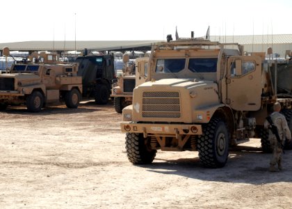 US Navy 090206-N-1120L-038 A up-armored Medium Tactical Vehicle Replacement (MTVR) assigned to Naval Mobile Construction Battalion (NMCB) 7