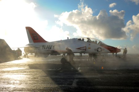 US Navy 120207-N-XE109-179 An aircraft prepares to launch from the flight deck