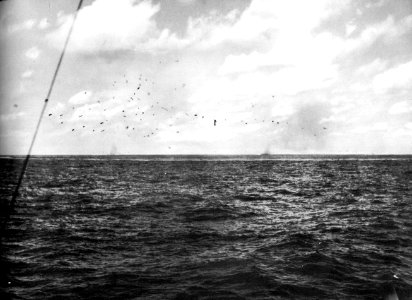 US Navy aintiarcraft fire off Okinawa in 1945