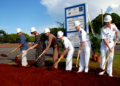 US Navy 090212-N-3666S-012 dignitaries break ground during a ceremony for a new NEX Fleet Store and MWR Information, Tickets and Travel and Outdoor Adventure Center at Naval Station Pearl Harbor